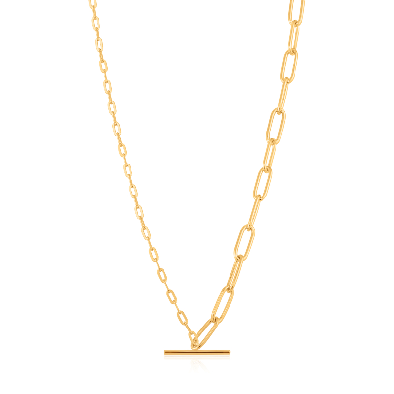 Mixed Link T-Bar Necklace - N021-02G